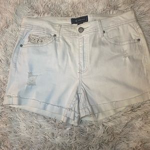 Cato white rustic denim shorts